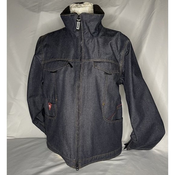 Vintage ROXY sz Large Retro Snowboard SkiJacket Blue Zip Denim look X-series - Picture 3 of 16